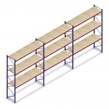 Voordeelrij gebruikte Stow palletstelling 4000x11200x1100mm (hxbxd) 3 niveaus met vlonders