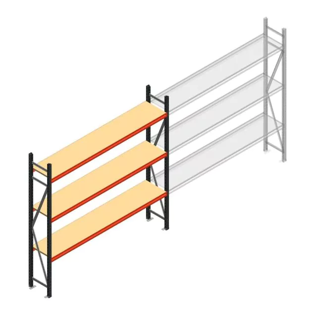 Grootvakstelling AR 2250x2700x500 mm (hxbxd) 3 niveaus antraciet beginsectie met voorgemonteerde frames