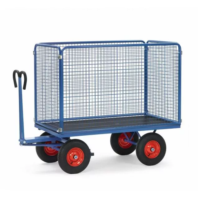 Handtrekwagen met draadgaas wanden 1200x800x1420 mm (lxbxh) 750 kg