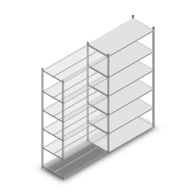 Legbordstelling Medium Duty 3000x1300x600mm (hxbxd) 6 niveaus verzinkt aanbouwsectie