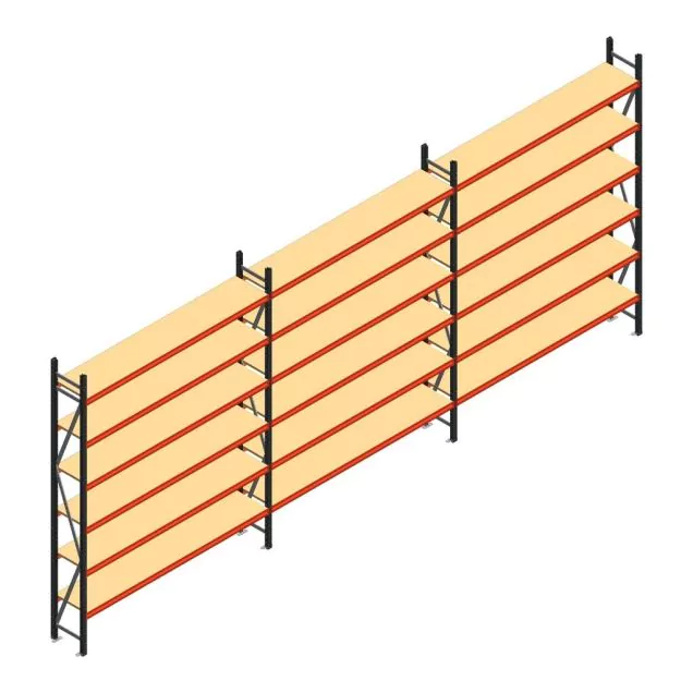 Voordeelrij grootvakstelling AR 3000x8308x400 mm (hxbxd) 6 niveaus antraciet met voorgemonteerde frames