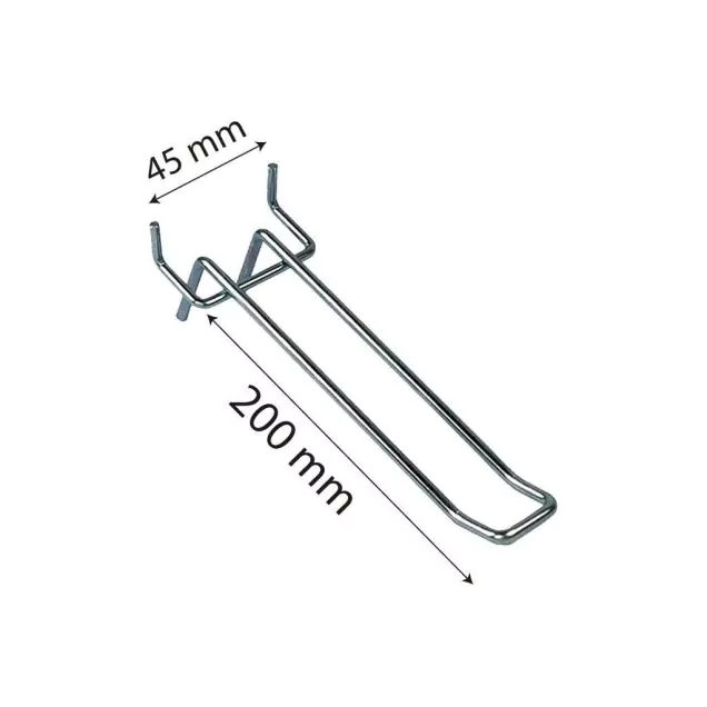 Winkelstelling displayhaak, perfohaak 200 mm dubbel 4,0mm diameter 