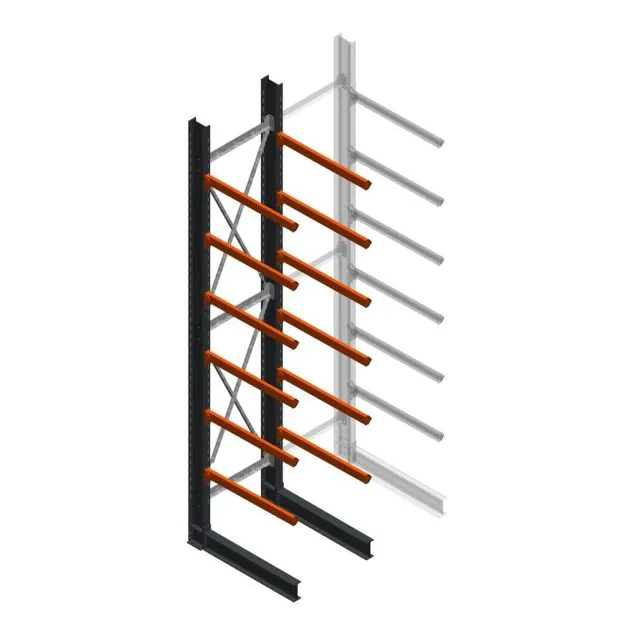 Zware draagarmstelling enkelzijdig 5000x1000x1200 mm (hxbxd) 6 niveaus beginsectie